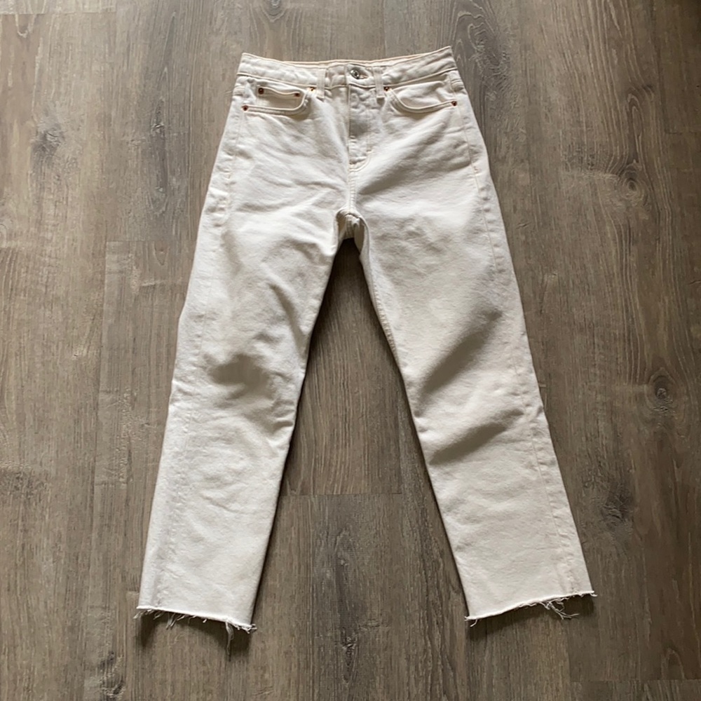 TopShop Raw Hem Crop Straight Leg Jeans